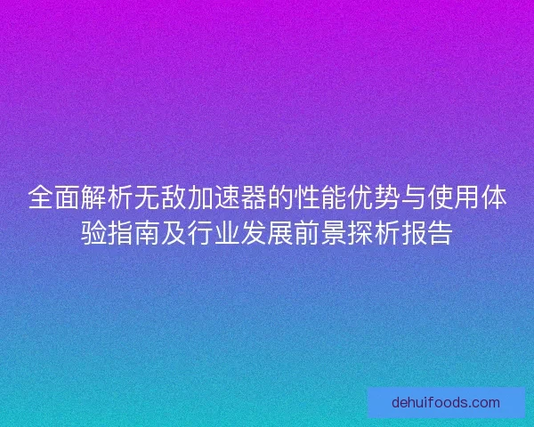全面解析无敌加速器的性能优势与使用体验指南及行业发展前景探析报告